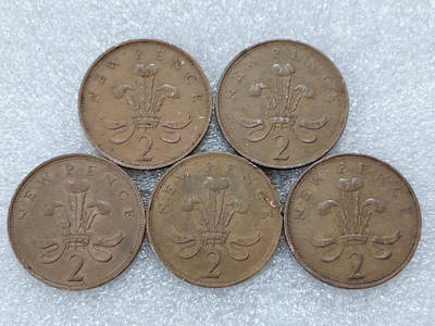 第一海外回流一元起拍收藏 散集专场  第299期 - 英国1975年2便士硬币 5枚