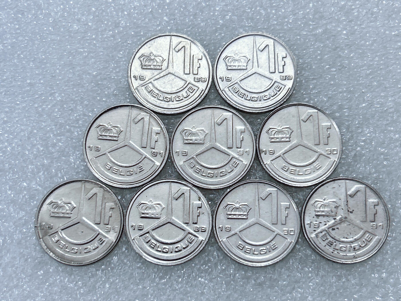 第一海外回流一元起拍收藏 散集专场  第300期 比利时1法郎硬币 9枚