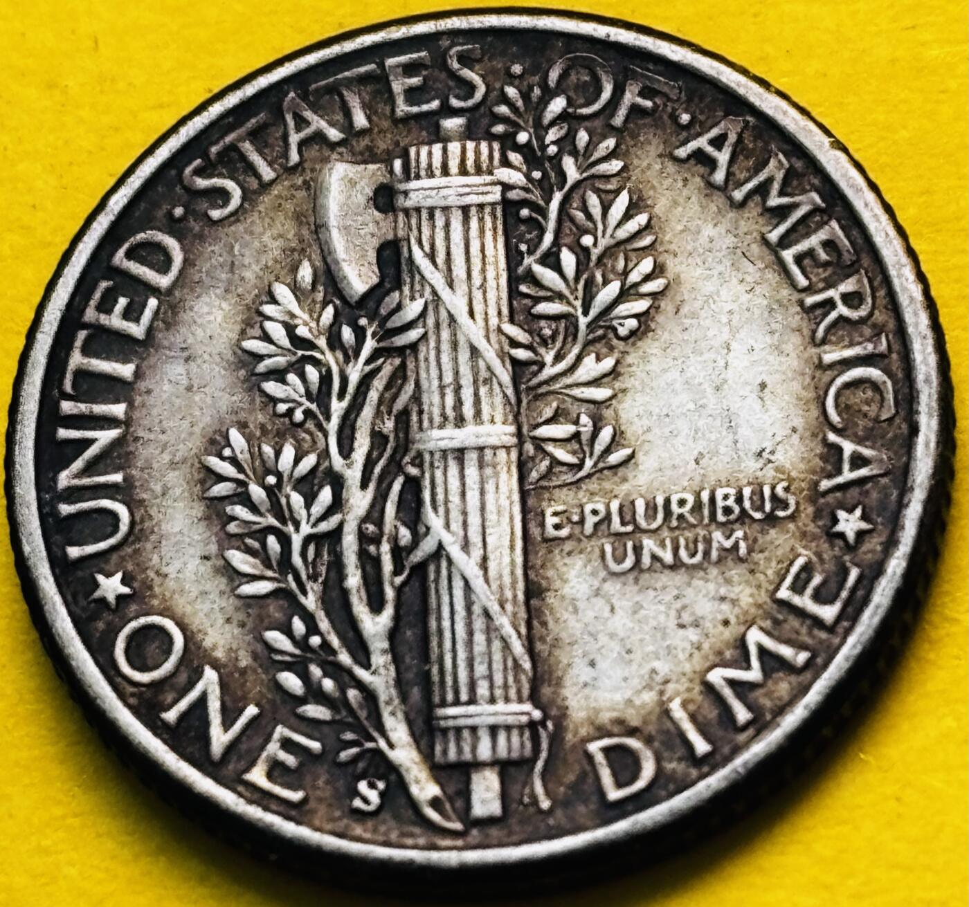 文馨钱币收藏第 293 场，春节前最后一期全部发出，将不予寄存，请悉知 早期好品1928 年美国墨丘利小飞人 10 美分银币 2.5 克 900 银 S 版