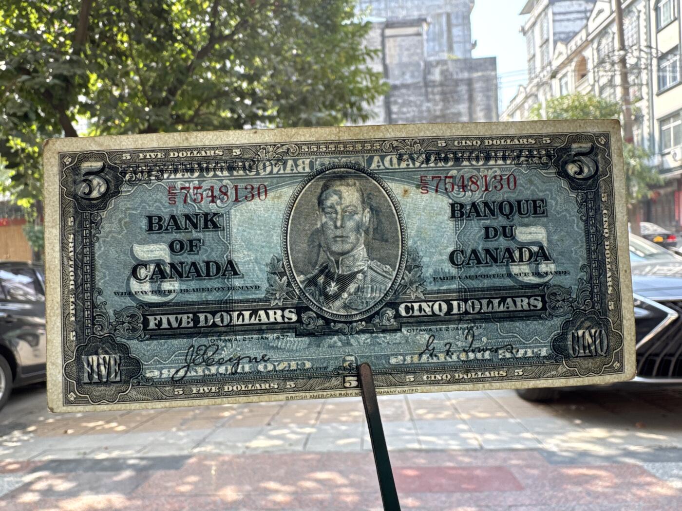 桂P钱币文化工作室拍卖第四十六期，岁末年初专场 加拿大1937年5元，英国国王乔治六世头像，少见品种