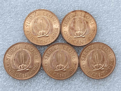 第一海外回流一元起拍收藏 散集专场  第300期 - 塞拉利昂1964年1分铜币 5枚 原光品