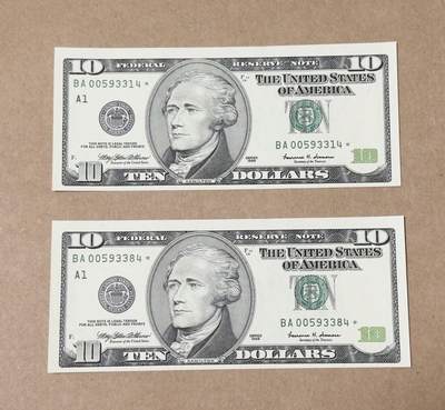 【礼羽收藏】🌏世界钱币拍卖第123期 - 99年首发大头10美元补号两张全新unc品相