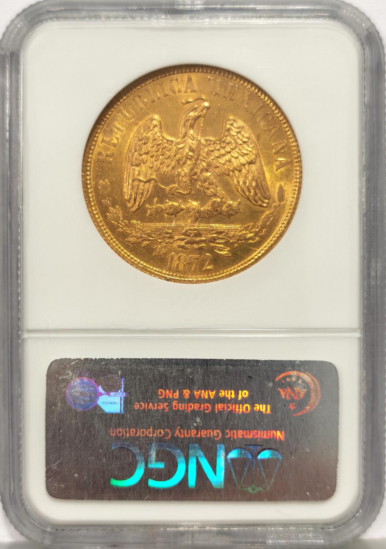 博洋堂“心向春光”2月精品大拍专场暨第160期（全场包邮） NGC MS61 墨西哥1872GO S天平鹰洋20比索大金币 经典小白盒好状态 背面鹰全羽毛 低评带wings金标