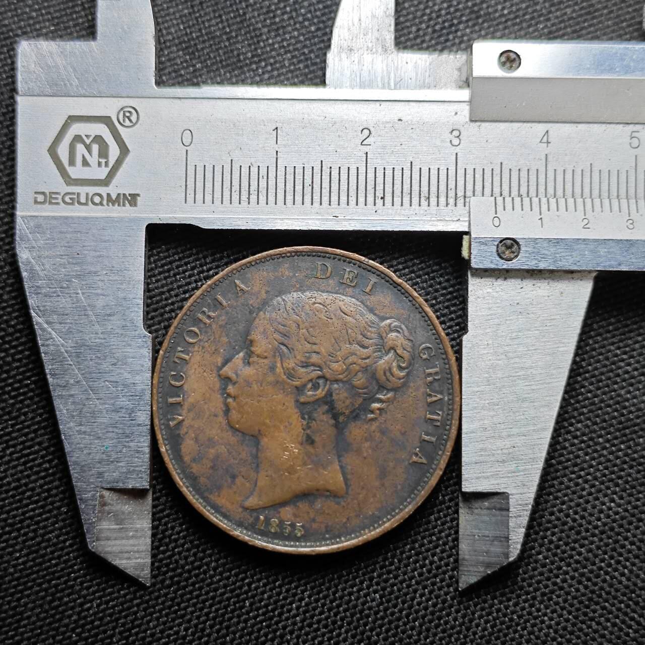 KK钱币收藏小铺  第399期  百期特拍（四拍之三）2月预留时间 周末发货  1855英国维多利亚女王1便士铜币