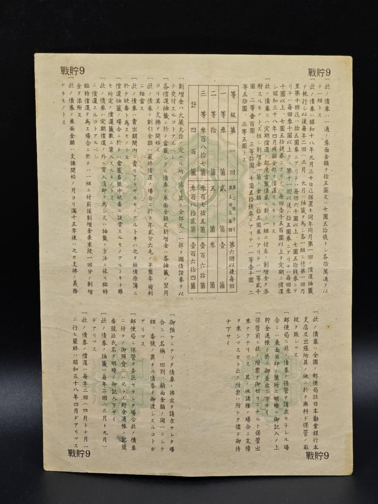 【淘币小摊】实时拍第八百六十四拍   无佣金纸币福利场   年前最后一周 之前的预留小年前全部发出 请更换最新收货地址  日本金拾五圆债券【有折】