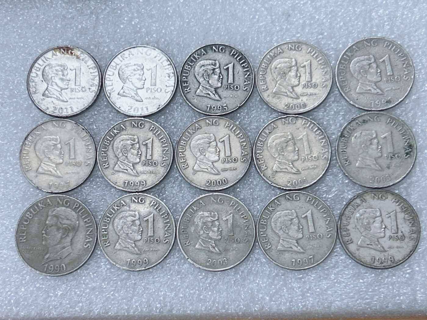 第一海外回流一元起拍收藏 散集专场  第300期 菲律宾1比索硬币 15枚