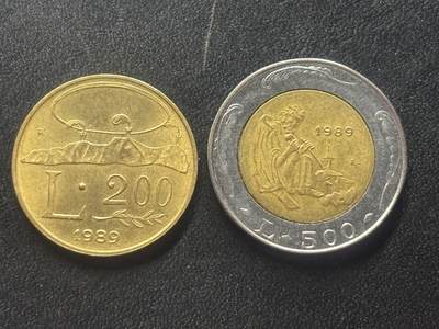 邮泉阁限时拍卖第四十一场（硬币在国外。请付邮费6元。） - 圣马力诺1989年2枚