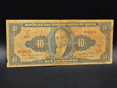 【淘币小摊】实时拍第八百六十四拍   无佣金纸币福利场   年前最后一周 之前的预留小年前全部发出 请更换最新收货地址  - 巴西10克鲁塞罗纸币【有折】