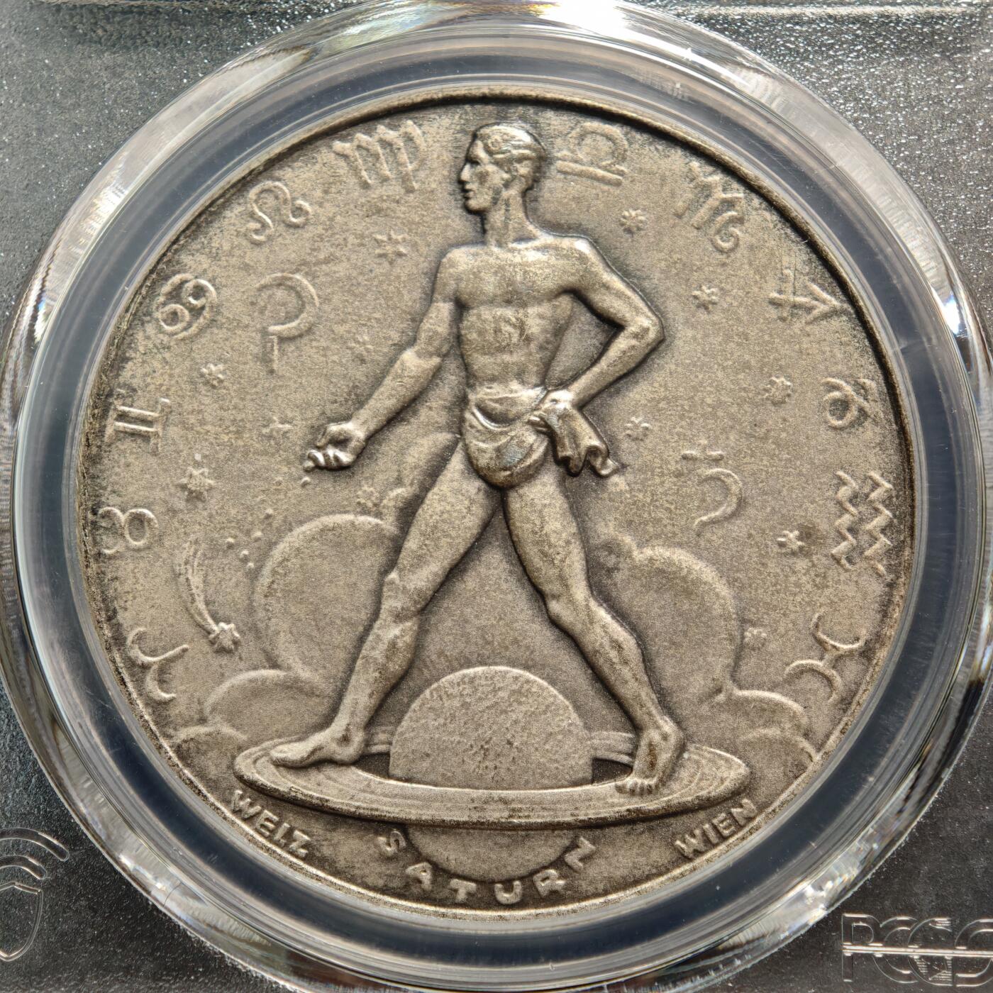 【德藏】世界币章拍卖第164期（拍品征集中~欢迎藏友联系） 1944年 德国民族社会主义工人党占领奥地利时期十二星座符号播种者日历纪念银章 PCGS SP63