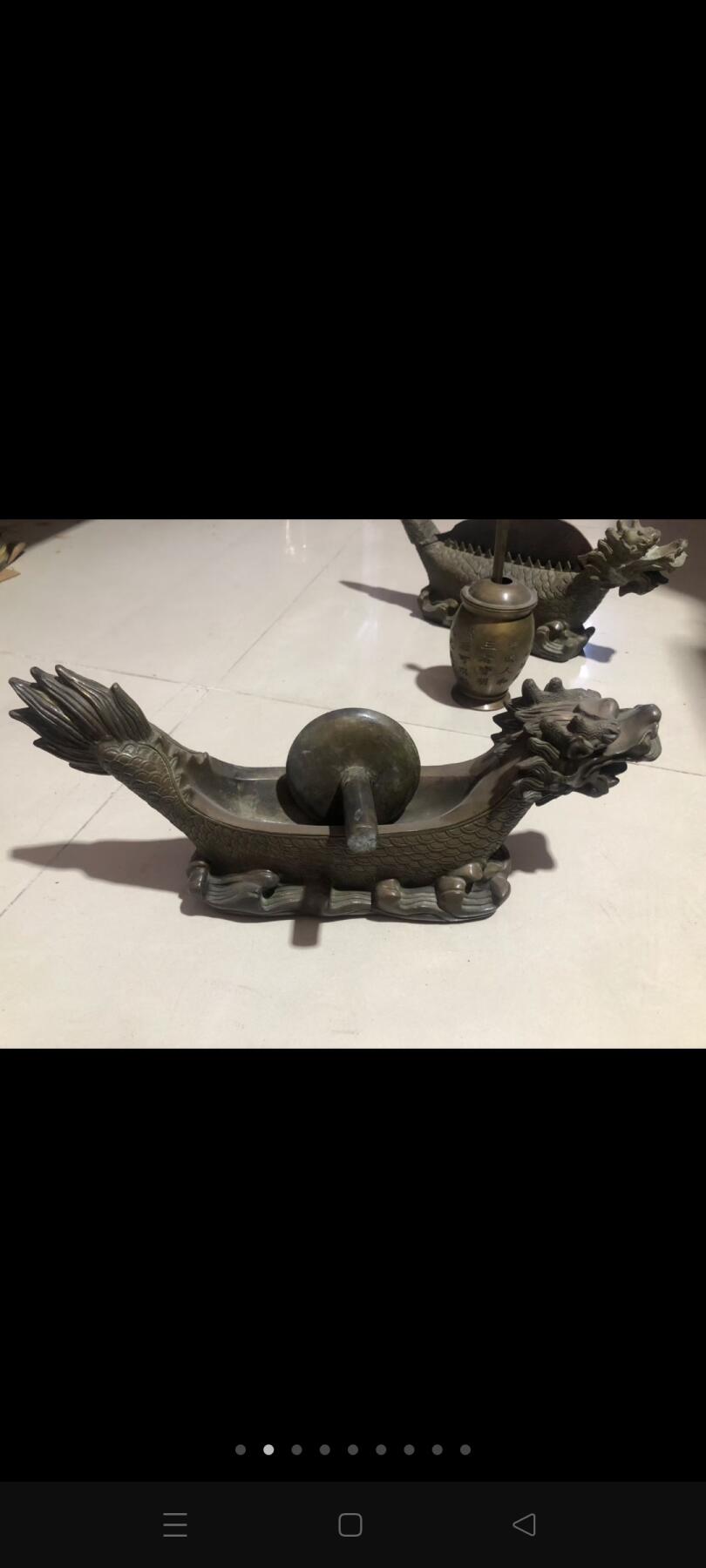 铜药缸，龙药碾子，龙药铡刀。一套三件，完整漂亮，做工精细，正常使用