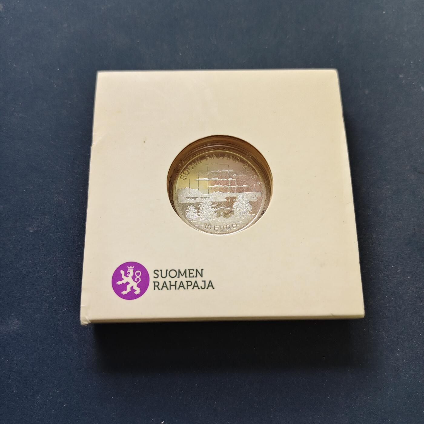 【全场包邮】纯粹捡漏拍501场-持续更新中 【少见】芬兰2018年10欧元元桑拿文化精制纪念银币【28.5毫米10克50%】-盒证全-量8000