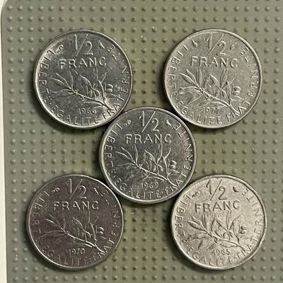 2026年第22场各国散币拍卖（总第172场） - 法国1/2法郎5枚