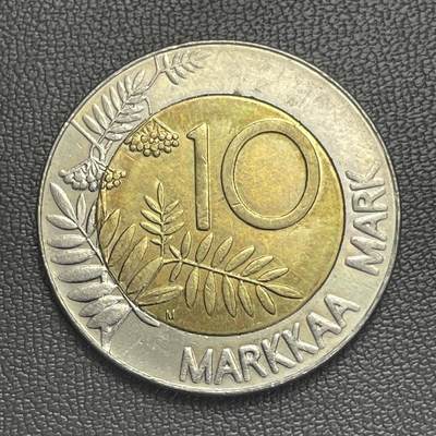 回流0207 - 芬兰1996年10马克双金属币 松鸡/花楸树