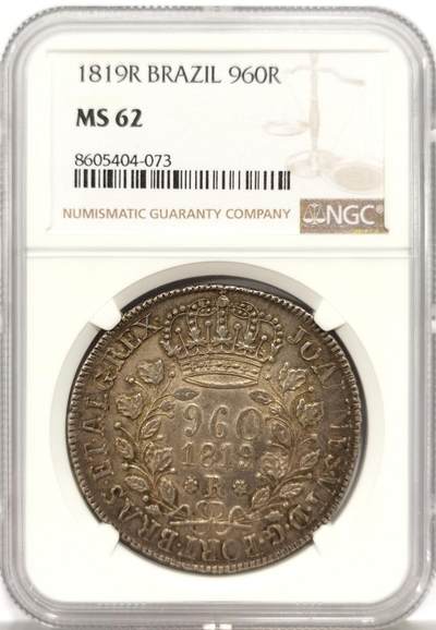 博洋堂“心向春光”2月精品大拍专场暨第160期（全场包邮） - NGC MS62 葡属巴西1819年R版若昂六世960瑞斯地球银币