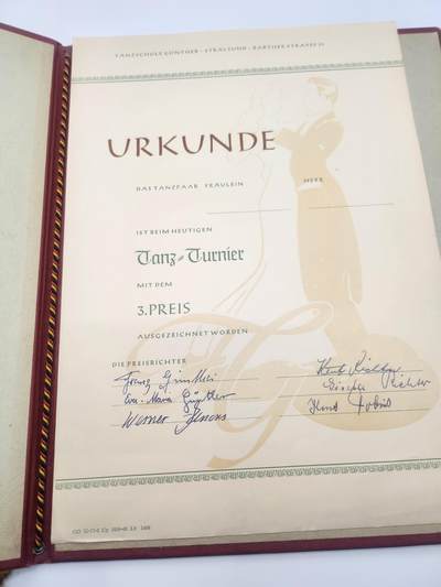 南水社第二次拍卖 东德FDGB艺术团证书（1966年舞蹈学校舞蹈比赛三等奖证书）年轻女性学生得主