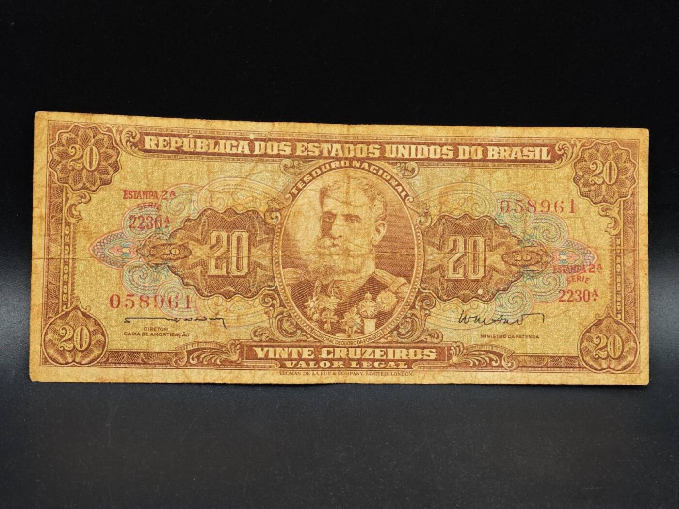 【淘币小摊】实时拍第八百六十四拍   无佣金纸币福利场   年前最后一周 之前的预留小年前全部发出 请更换最新收货地址  巴西20克鲁塞罗纸币【有折】