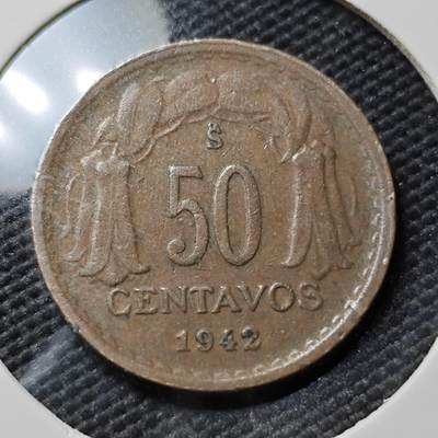 KK钱币收藏小铺  第393期  2月预留时间 周末发货 -  1942智利50分铜币