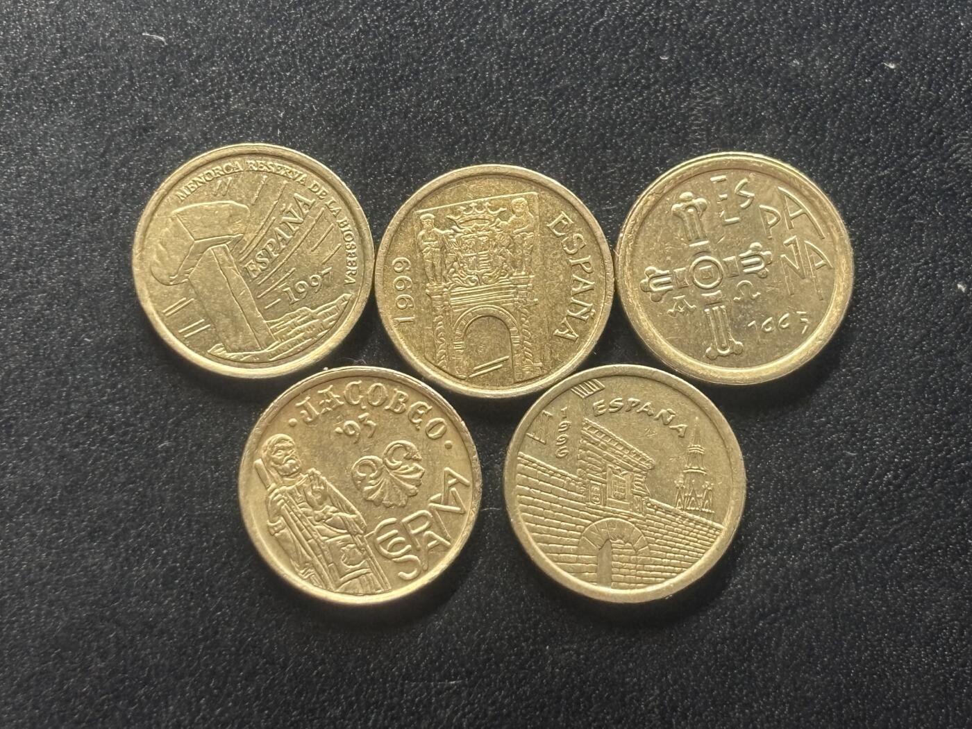 邮泉阁限时拍卖第四十一场（硬币在国外。请付邮费6元。） 西班牙胡安·卡洛斯国王5比塞塔5枚