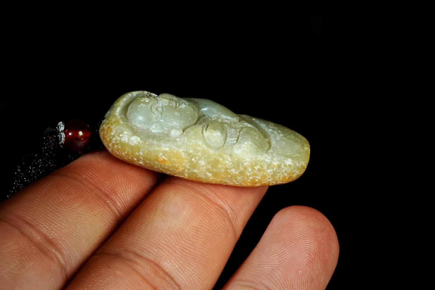 上海都达杂项专场二十一（全场包邮） 天然和田玉精雕《欢喜弥勒》挂件90-92