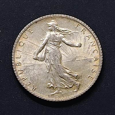 【全场包邮】纯粹捡漏拍500场-持续更新中 - 法国1916年播种女神1法郎银币【23毫米5克83.5%】