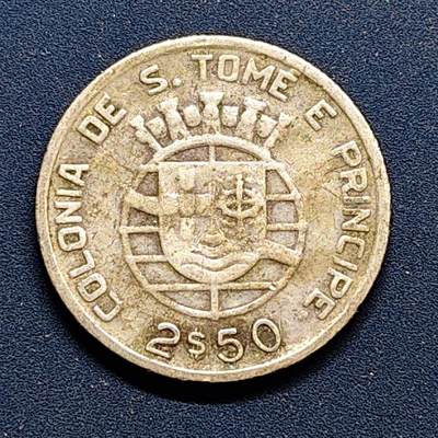 【全场包邮】纯粹捡漏拍500场-持续更新中 - 葡属圣多美和普林西比1939年2.5埃斯库多银币【20毫米3.5克65%】
