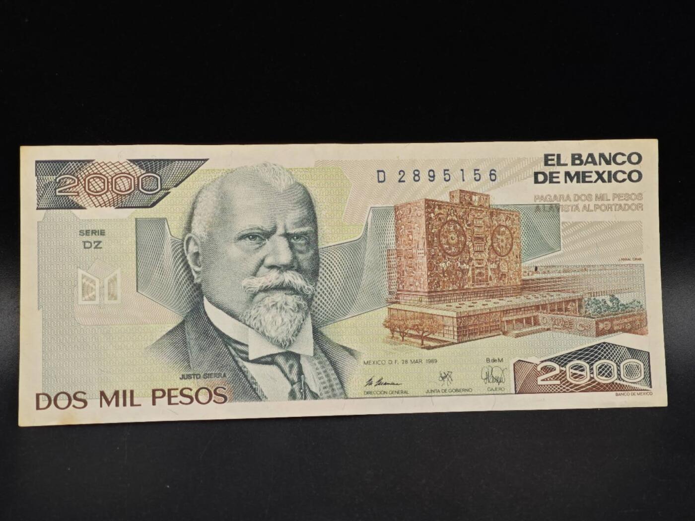 【淘币小摊】实时拍第八百六十四拍   无佣金纸币福利场   年前最后一周 之前的预留小年前全部发出 请更换最新收货地址  墨西哥2000比索纸币【有折】