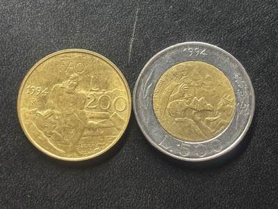 邮泉阁限时拍卖第四十一场（硬币在国外。请付邮费6元。） - 圣马力诺1994年2枚