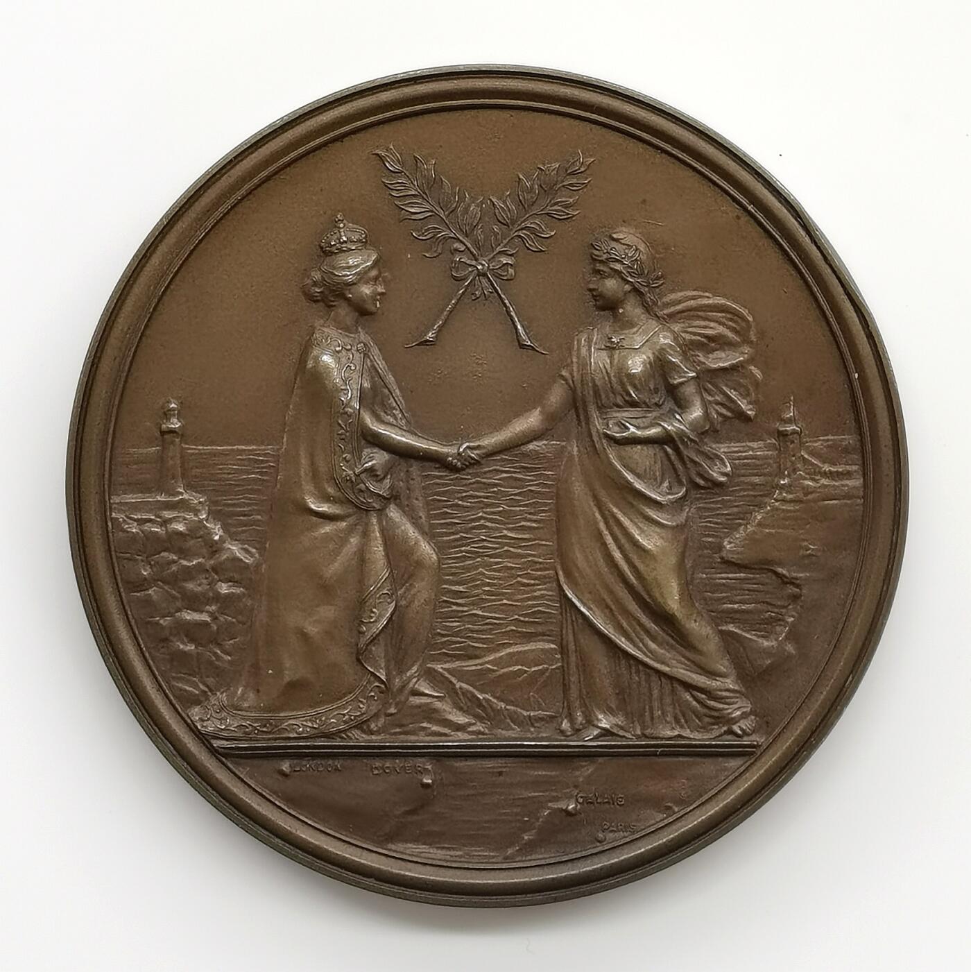 博洋堂“心向春光”2月精品大拍专场暨第160期（全场包邮） 1903年法国总统埃米尔·卢贝访问英国纪念铜章，64mm（原盒有破损）