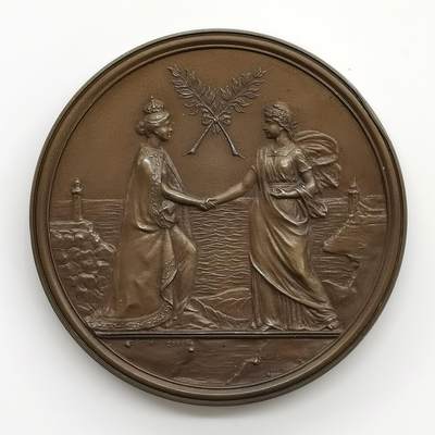 博洋堂“心向春光”2月精品大拍专场暨第160期（全场包邮） - 1903年法国总统埃米尔·卢贝访问英国纪念铜章，64mm（原盒有破损）