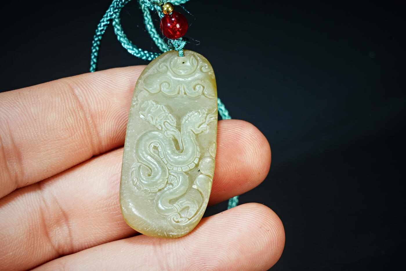 上海都达杂项专场二十一（全场包邮） 天然和田玉精雕《灵蛇纳福》挂件90-89