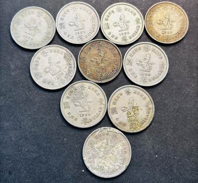 文馨钱币收藏第 293 场，春节前最后一期全部发出，将不予寄存，请悉知 - 1960 年英属香港大一元 10 枚