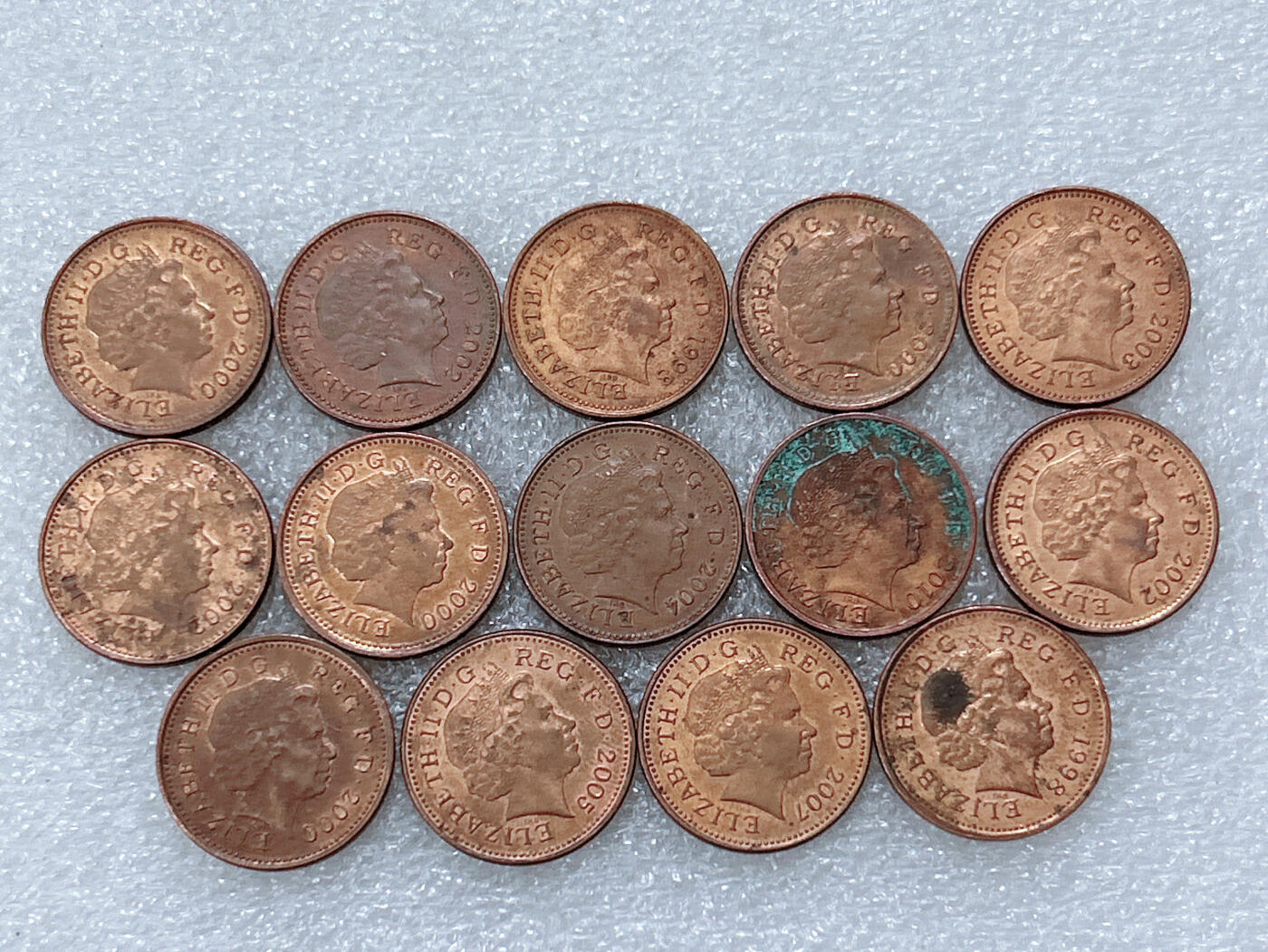 第一海外回流一元起拍收藏 散集专场  第299期 英国1便士硬币 14枚 老年女王版