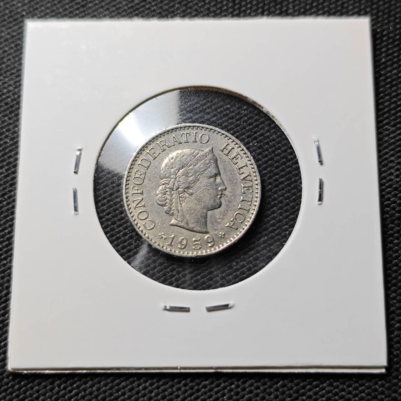 KK钱币收藏小铺  第393期  2月预留时间 周末发货  1959瑞士10分