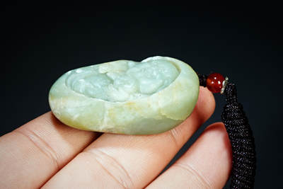 上海都达杂项专场四十七【全场包邮】  天然和田玉精雕《招财弥勒》挂件90-91