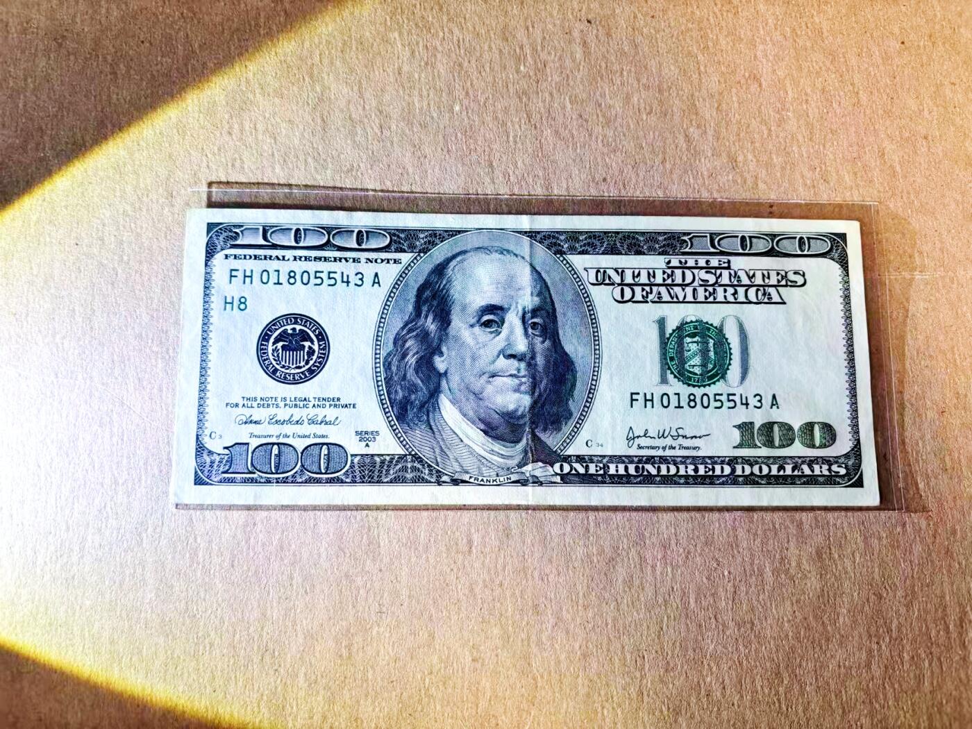 【Blue Auction】世界纸币精拍第783期——18级TOP拍卖/信誉/品质/专业/高效💫 美国 2003年100美金 品相如图