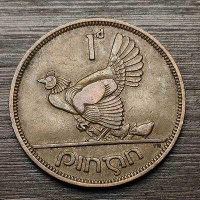 【铜匠收藏】★第147★散币专场 不寄存，30包邮。不满30元，支付5元运费。《接受代拍 代送NGC评级》 74【无寄存】爱尔兰 1946年 1便士 母鸡和小鸡竖琴 青铜币