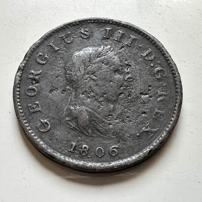 🌹外币初藏🌹🐯2026年第17场 快递将在12号停运 年前需发货的抓紧 ，年后正月十五恢复发货 - 英国1806年乔治三世半便士铜币 a