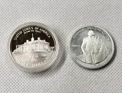 甄臻铺-世界币章拍卖（第49期）精品场拍品征集中，送拍享返佣金等优惠多多 - 1982美国华盛顿银币 12.5克（含银90%），2枚一组