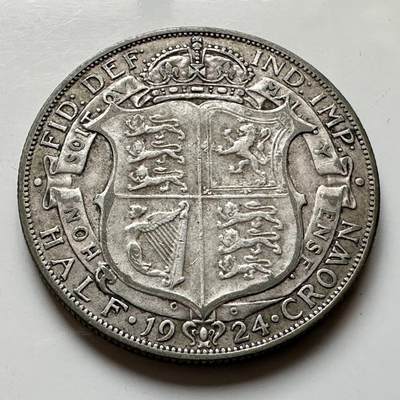 🌹外币初藏🌹🐯2026年第17场 快递将在12号停运 年前需发货的抓紧 ，年后正月十五恢复发货 - 英国1924年1/2克朗银币 14.1克50%银