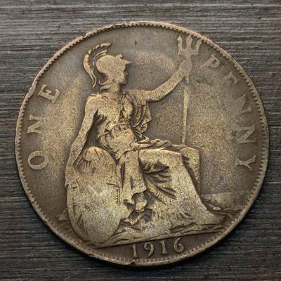 【铜匠收藏】★第147★散币专场 不寄存，30包邮。不满30元，支付5元运费。《接受代拍 代送NGC评级》 69【无寄存】英国 1便士 1916年 铜币