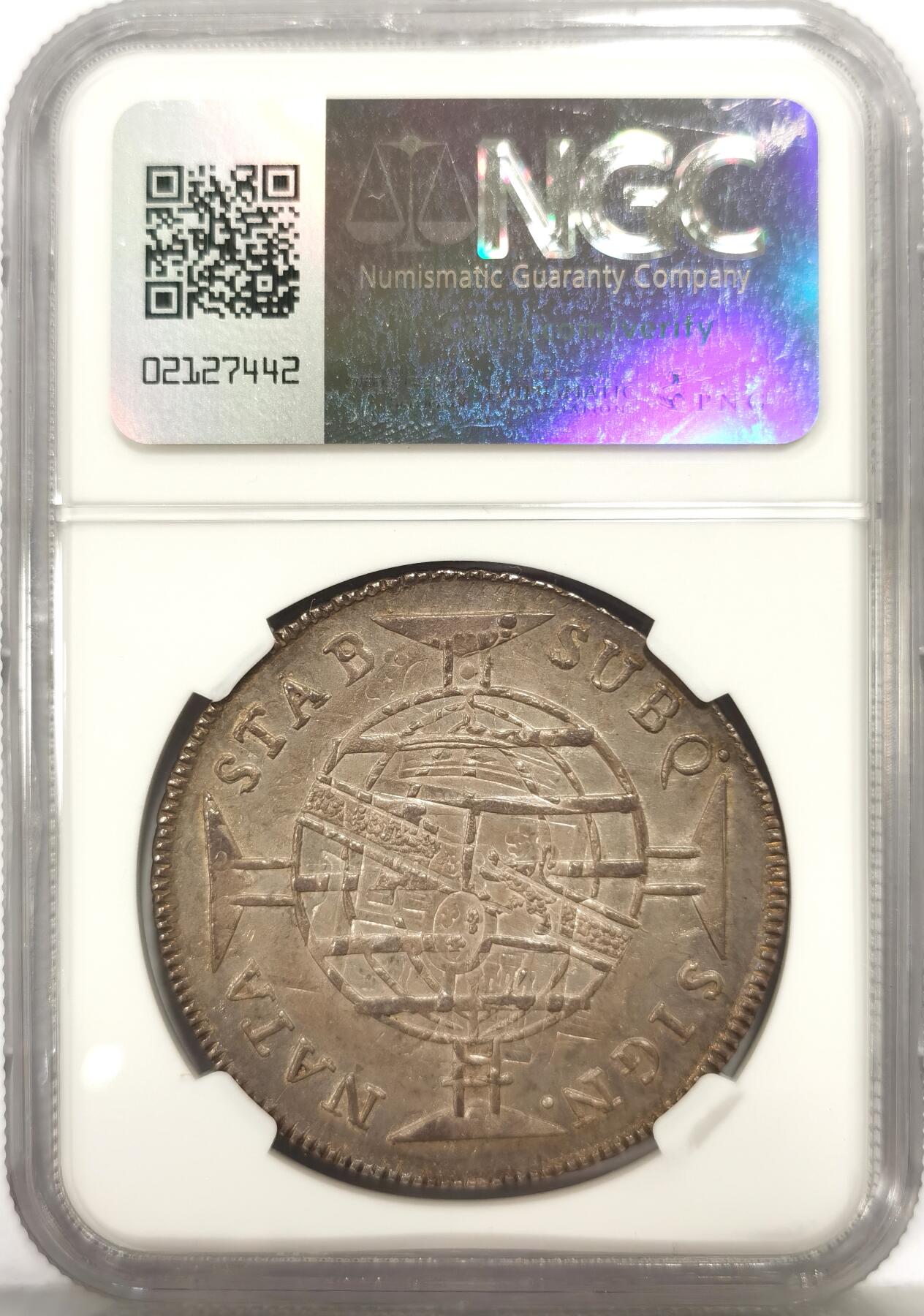 博洋堂“心向春光”2月精品大拍专场暨第160期（全场包邮） NGC MS62 葡属巴西1810年B版若昂六世960瑞斯地球银币，加盖在墨西哥卡洛斯四世双柱上，正面卡四头像及背面Mo FT都非常清晰，又是稀少首年，值得收藏的一枚