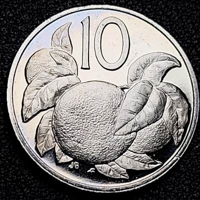 泉币菌-第181场- 精品福利场 - 精制币 柑橘 英属库克群岛 1976年10分镍币 19毫米 2.79克 伊丽莎白二世女王