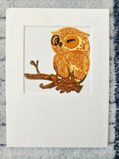套色版画-萌宠专场 - 套色版画《猫头鹰》