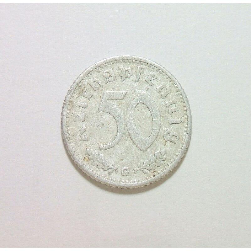 【旋风钱币】2月7日19:00准时开拍 精美欧洲币章、银币银章、第三帝国钱币等 全场包邮！ 稀年 德国第三帝国1939年G版50芬尼 好品