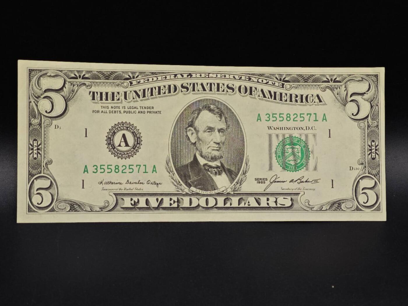 【淘币小摊】实时拍第八百六十五拍   纸币场    年前最后一周之前预留预留8号9号全部发出请更换最新收货地址不方便收货的请勿参拍或者顺丰到付 美国5美元纸币【有折】