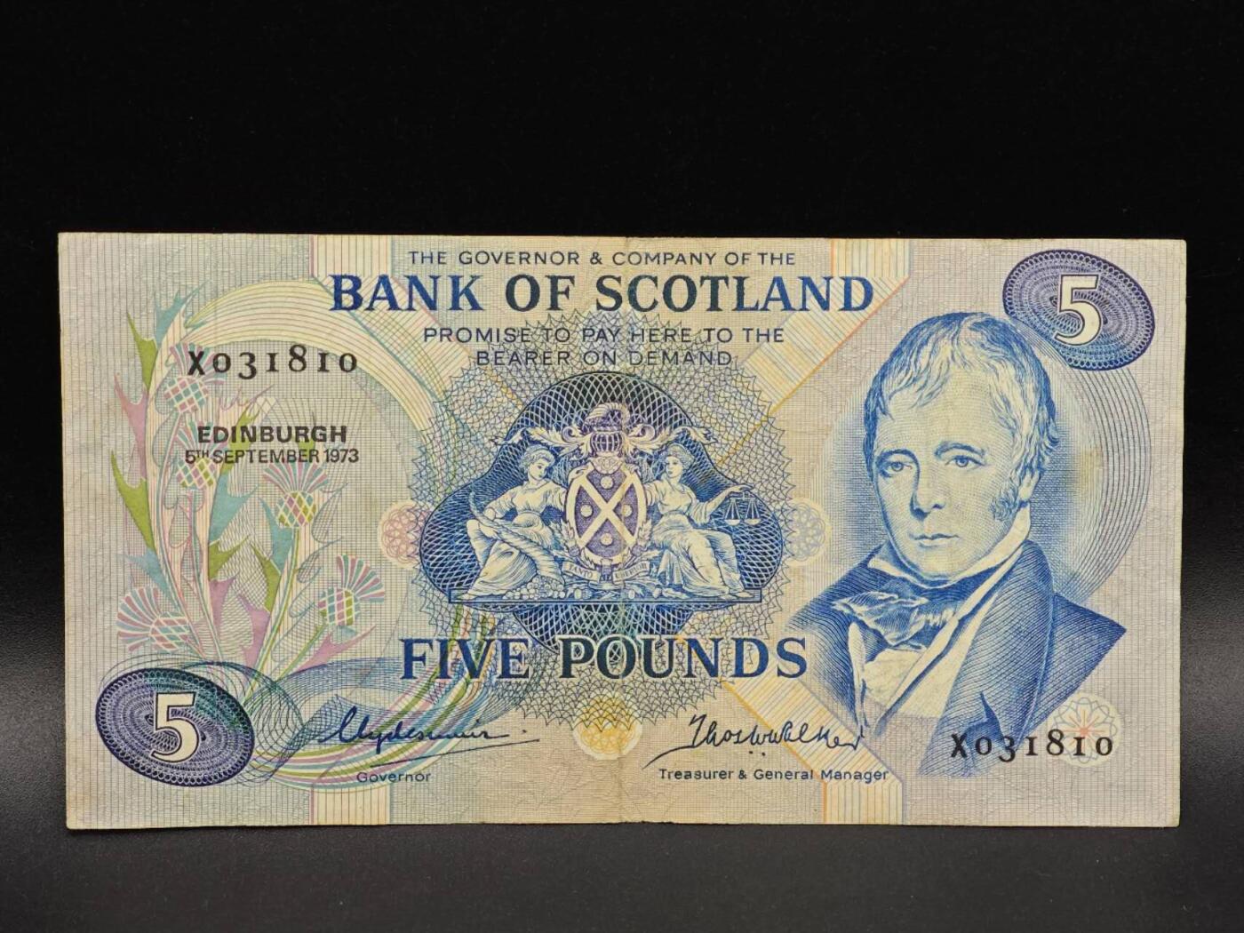 【淘币小摊】实时拍第八百六十五拍   纸币场    年前最后一周之前预留预留8号9号全部发出请更换最新收货地址不方便收货的请勿参拍或者顺丰到付 英国苏格兰银行一镑纸币【有折】