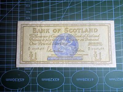 【炜奕收藏】，第五十九期，苏格兰多时期钞票，年前最后一期，拍后所有寄存物品将寄出 - 1967年苏格兰银行1镑，品相如图