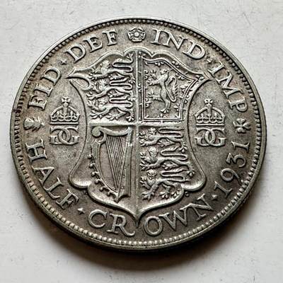 🌹外币初藏🌹🐯2026年第17场 快递将在12号停运 年前需发货的抓紧 ，年后正月十五恢复发货 - 英国1931年1/2克朗银币 14.1克50%银