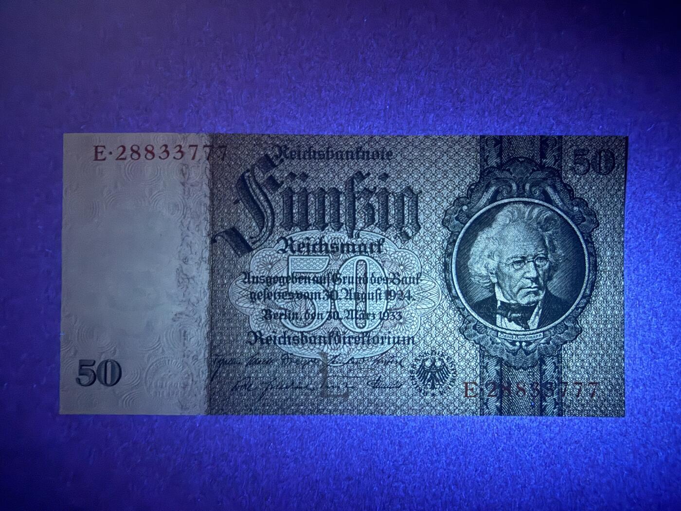 《艾美收藏》第231期-2.8周日外币精品(春节前收官)-世界最佳纸币特辑 豹子号 德国50马克 1933年 德国帝国银行 无4豹子号