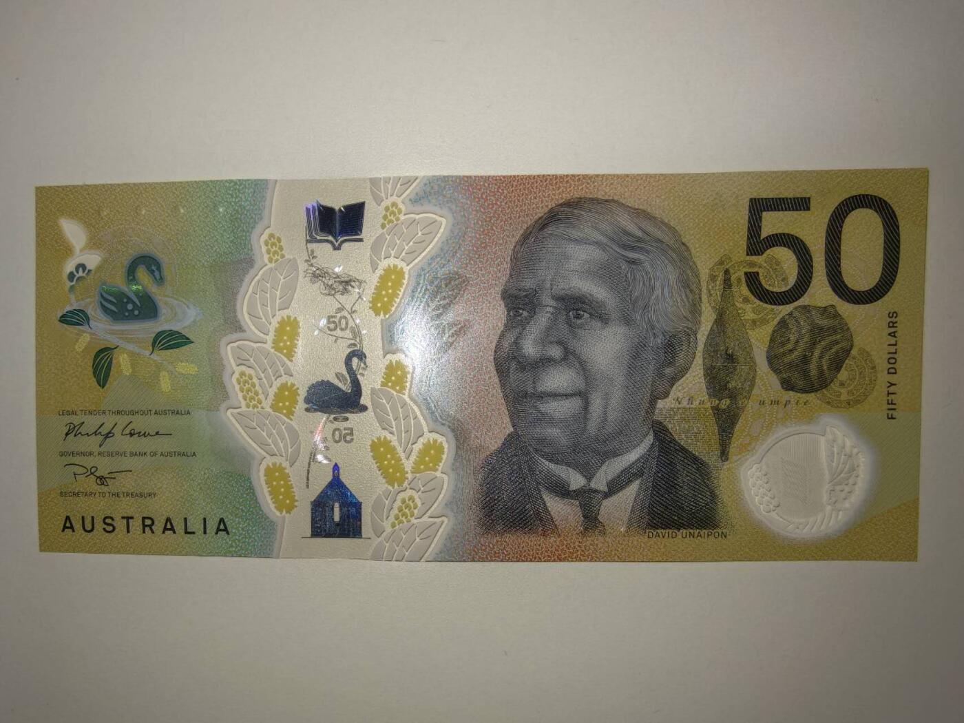 春节钱币瓷器清货捡漏拍场 澳大利亚新版50元塑料钞一张，全新UNC，非常漂亮